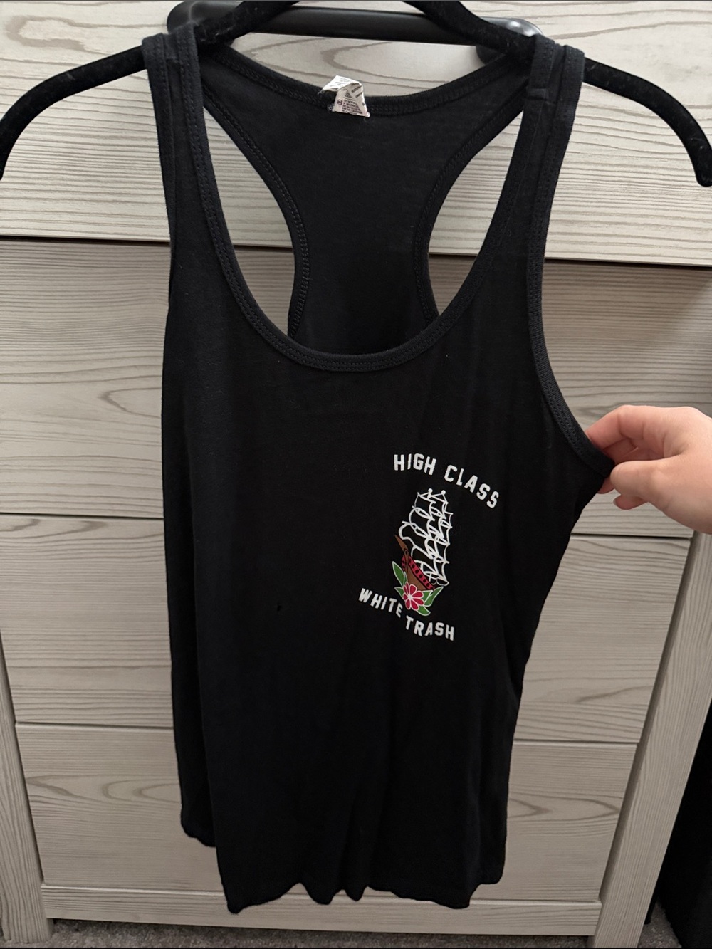 Black Graphic Women's Swim Tankini Top - High Class White Trash